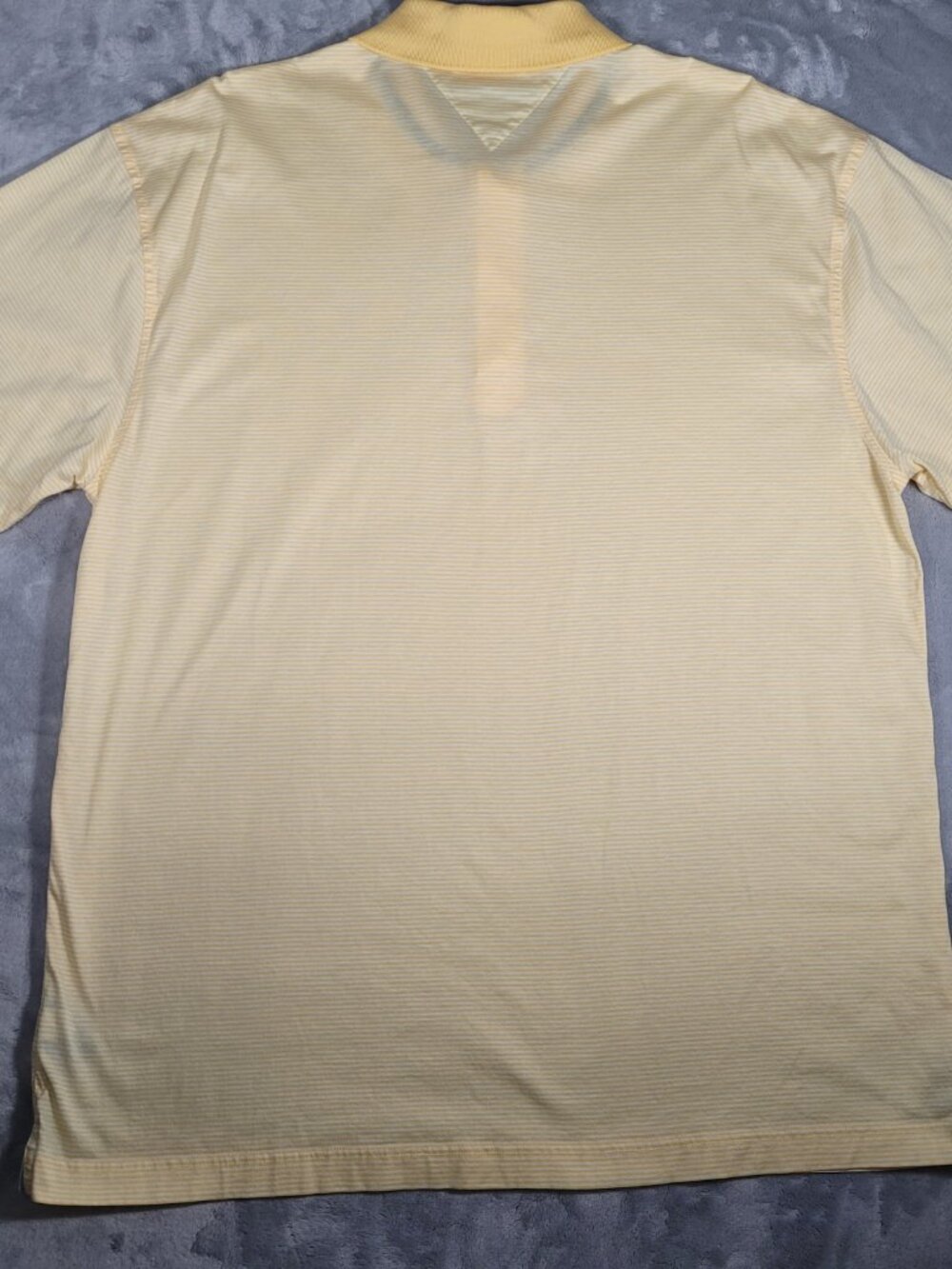 Tommy Hilfiger Golf Shirt Men 2XL Yell/Wht Stripe Short Sleeve Performance Polo